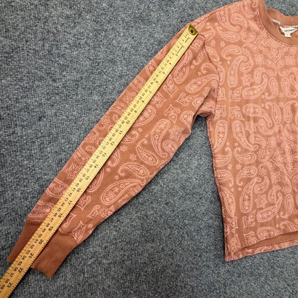 Lucky Brand Womens Paisley Crewneck Sweatshirt Terracotta Pink Large Relaxed Fit - Picture 7 of 9